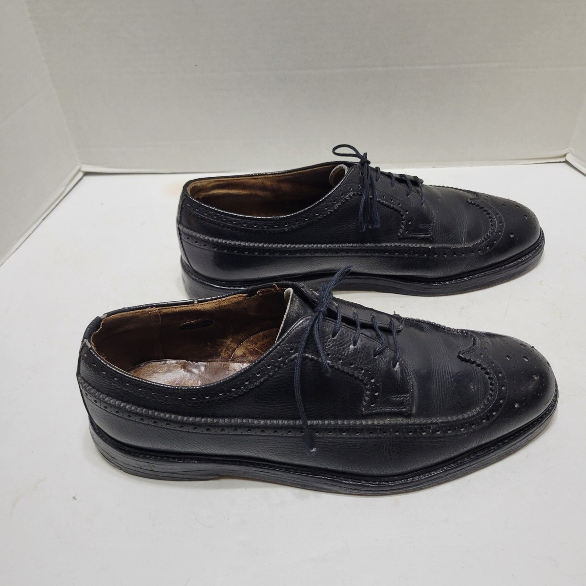 VTG Hanover Sheppard Signature Wingtip Black Leather Shoes Men’s 9.5 USA 5712 VTG Hanover LB Sheppard Signature Men Wingtip Black Pebble  main image 2