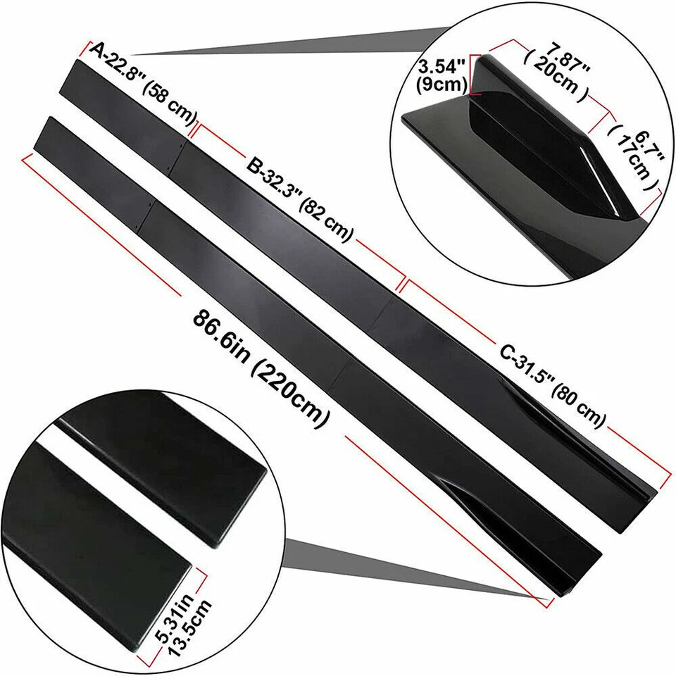 Extensión de alerón divisor de carrocería de faldones laterales de coche negro brillante para Ford Mustang GT Foto 2 de 4