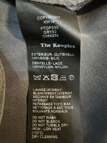 Kooples, size S, grey silk lace top with skulls and zip on front - Picture 8 of 8