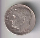 1955-S ROOSEVELT DIME 10¢ SAN FRANCISCO 90% SILVER COIN UNITED STATES MINT