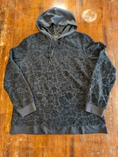 French Dressing Jeans Black Lace Hooded Top Women's Long Sleeve Size Large Used
