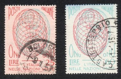 Italy 1956 UN NU united nations globe globes symbols symbols
