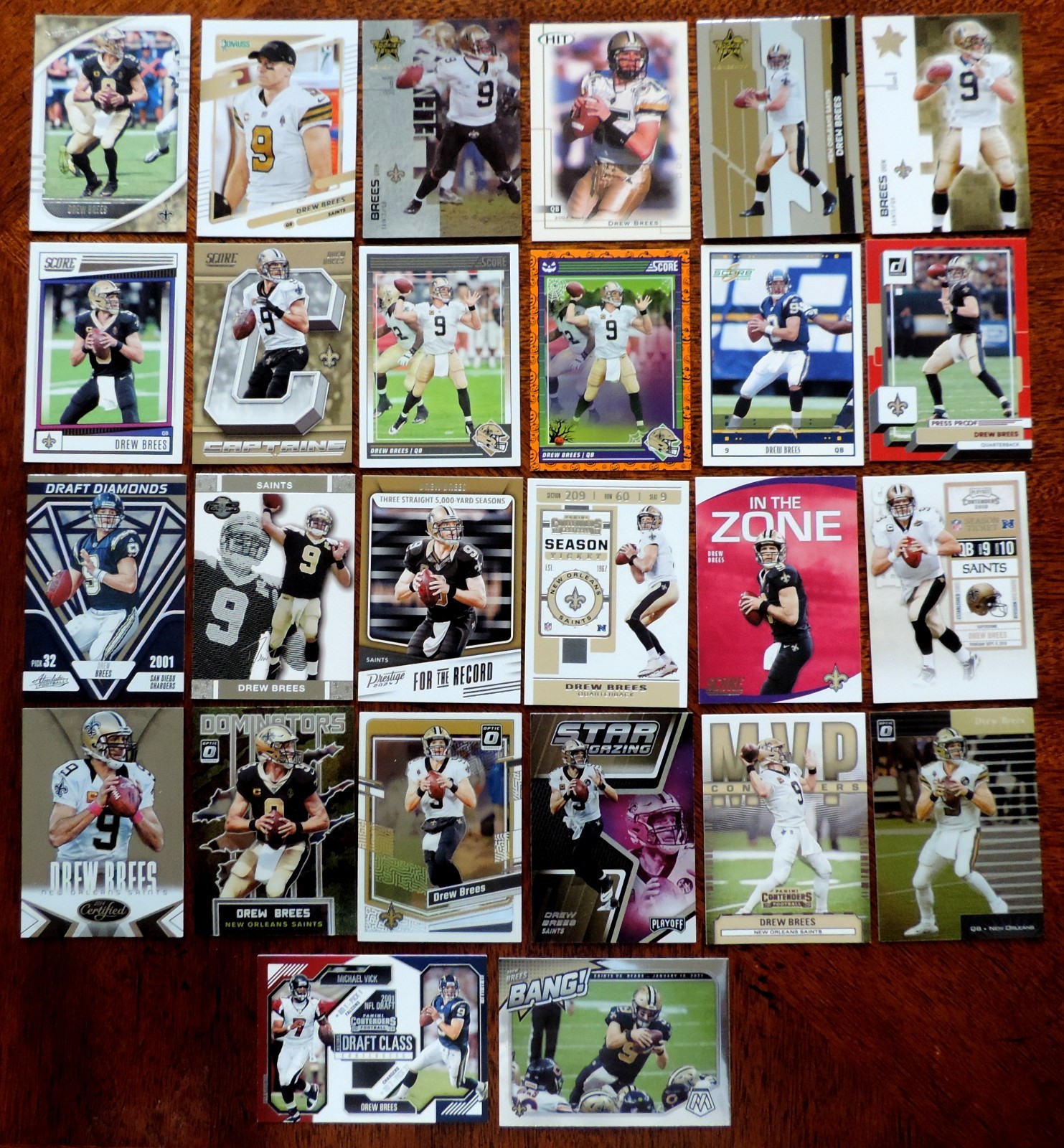 DREW BREES  (40) DIFFERENT FB CARD LOT w/10 INSERTS - SAINTS - HOF - NM-MINT