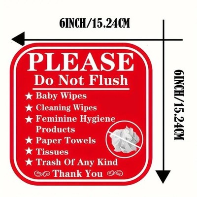    ONE..6x6 inch Please Do Not Flush Bathroom Signage Decal-Vinyl Self-Adhesive