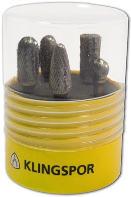 KLINGSPOR Hartmetallfräserset HF 100 BOX5 9,6x6mm Kreuzverzahnung