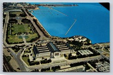 Aerial Chicago Lake Front Postcard Grant Park Field Museum Shedd Aquarium