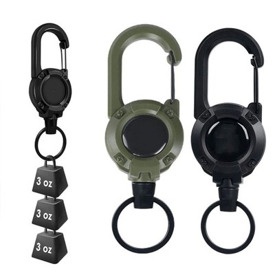 3 Pack Heavy Duty Retractable Elastic Key Reel With Belt Clip Split Ring