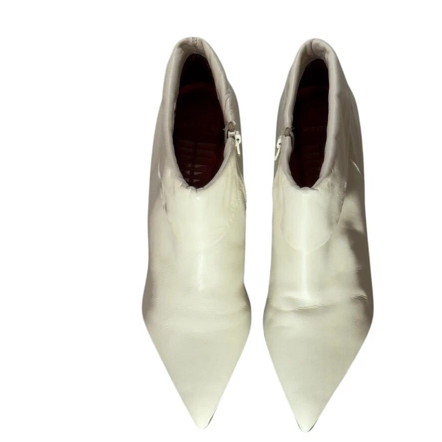 Женские белые кожаные ботильоны BRONX Vivian с заостренным носком на каблуке размер 8,5 М - Изображение 3 из 4