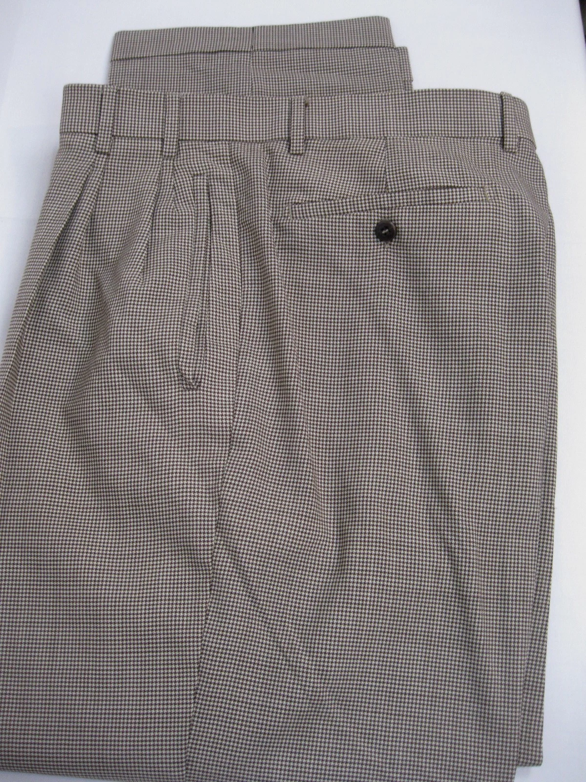 Zanella Mens Pants 36 x 30 Jesse Brown Houndstooth Lightweight Wool Golf Italy
