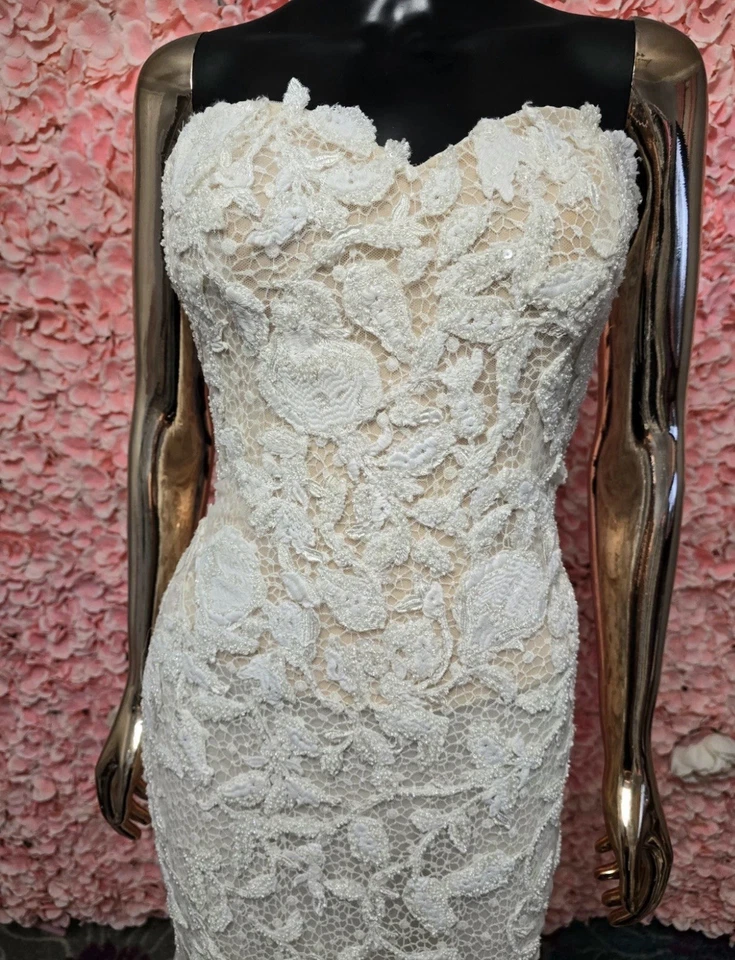Vestido de novia Atelier Pronovias "RAMSES" blanco roto TALLA 10 NUEVO CON ETIQUETAS originalmente $6,600 Foto 3 de 4