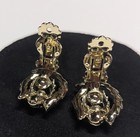 1950's Lisner Style Costume "Clip On" AB Rhinestone Cluster Gold-Tone Earrings — photo 10