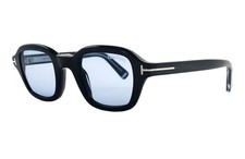 TOM FORD TI0021 ICON collection Sunglasses 01V Black/Blue lenses 46 new