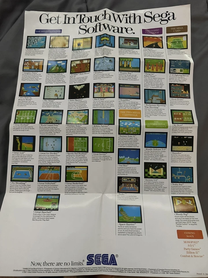 1987 SEGA Promo Poster Take Hold of the Adventure Master System Insert SMS - Image 2 of 3