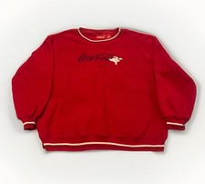 Vtg Coca Cola Crewneck Sweatshirt L 11/13 Red Embroidered Polar Bear Pullover