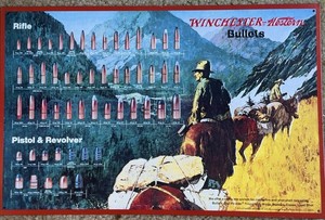 Estate Winchester Western Bullets Board Tin Sign 16 1/8”x 10.5”