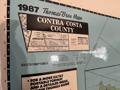 1987 Thomas Bros 70 x53  Contra Costa County wall map Berkeley Oakland San Pablo