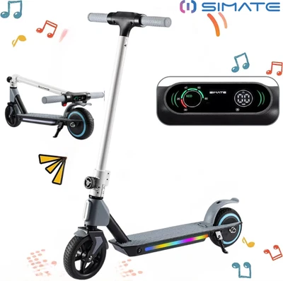 Simate E-Scooter Kinder Elektro-Scooter 130W Klappbar Elektroroller LED-Anzeige