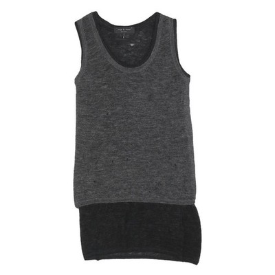 RAG & BONE Tankkleid Grau Schwarz Woll-Mix Ärmellos Midi Gr. S