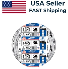 Southwire Romex Wire 28827422 Simpull Solid Indoor 14/2 W/G NMB Cable 50ft Coil
