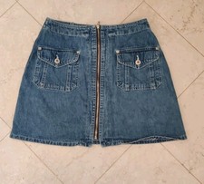 Vintage 90s Express Denim Skirt With Zippers Size 9/10