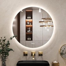 Round Bathroom Mirror with LED Lights, 70cm Illuminated Light Up 