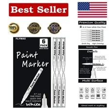 Artistic 6-Pack White Acrylic Paint Markers - Fine Point for Creative Projects
