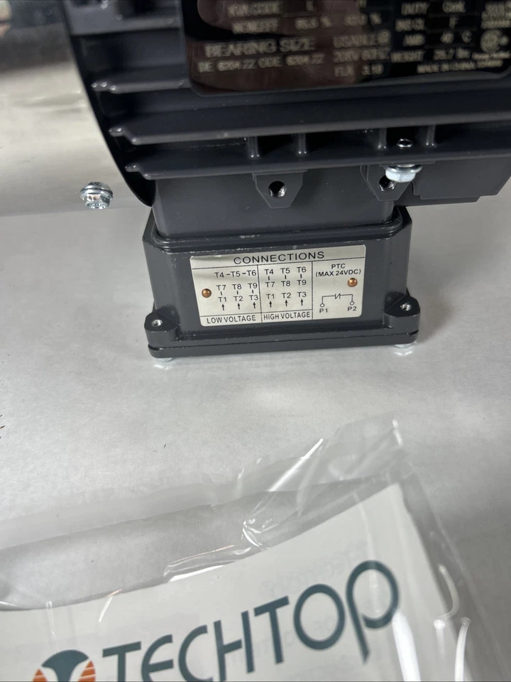 Techtop CB3-AL-TF-56C-4-B-D-1 Motor 1 HP 1750 RPM 3-PH 208-230/460 Volt Cobra - Image 4 of 4