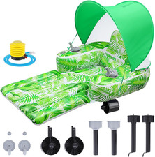 Motorized Pool Float for Adults with Canopy, Inflatable Pool Lounger with Dual M