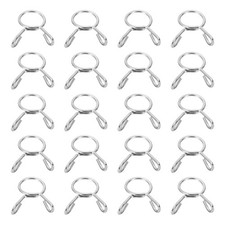 20Pcs 8mm ID 9.3mm Clamp Dia Silver Fuel Line Hose Clips Steel Spring Clips