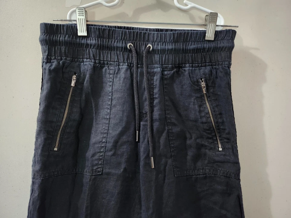 Athleta Pants Womens 0 Petite Black Cabo Wide Linen Pullon Drawstring Beach Pkts - Image 4 of 4