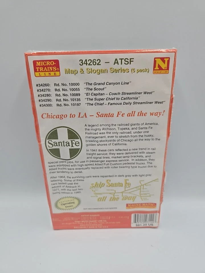 N Scale ***SANTA FE*** Map & Slogan Series 50' Box Car Set -- Micro Trains 34262 - Image 2 of 2