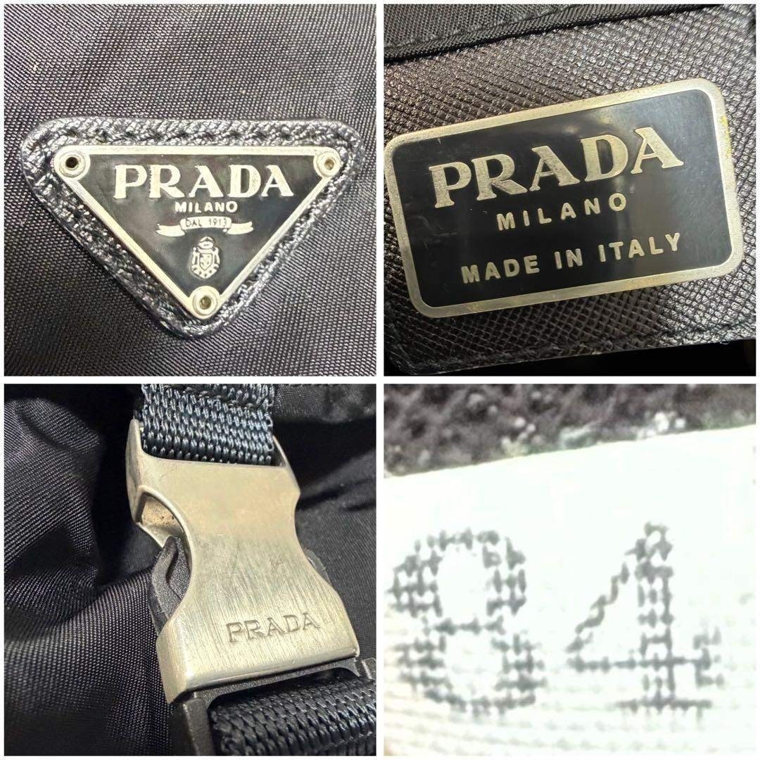 PRADA Backpack Triangle Logo Triangle Plate Black Nylon Men s Women s Unisex f thumbnail 10