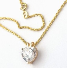1.5 ct Diamond Solitaire Diamond Pendant Necklace Heart Shaped diamond 18k SOLID