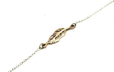 925 SILBER ARMBAND FARBE ROSÉGOLD °BLATT FEDER ANKERKETTE VINTAGE SCHMUCK DESIGN