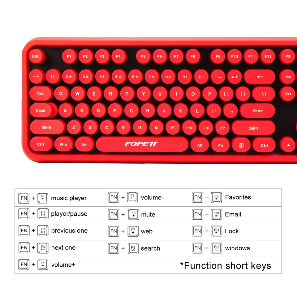 Wireless Keyboard and Mouse Combo, 104 Keys Full-Sized 2.4 GHz Round Keycap C... - Image 3 of 4