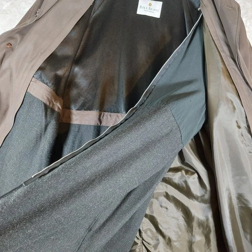 Bill Blass Vintage 90s Trench Coat Men 48 Reg Belted Zip Out Liner Rain Overcoat image 10