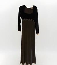 Vintage 90s Cachet Velvet Maxi Dress Womens 8 Black Whimsigoth Fairy