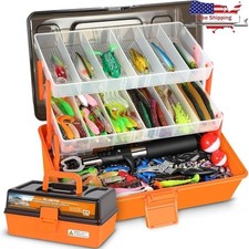 Large Tackle Box 415Pcs Fishing Kit W/ Lures Pliers Hooks Rigs Accessories New
