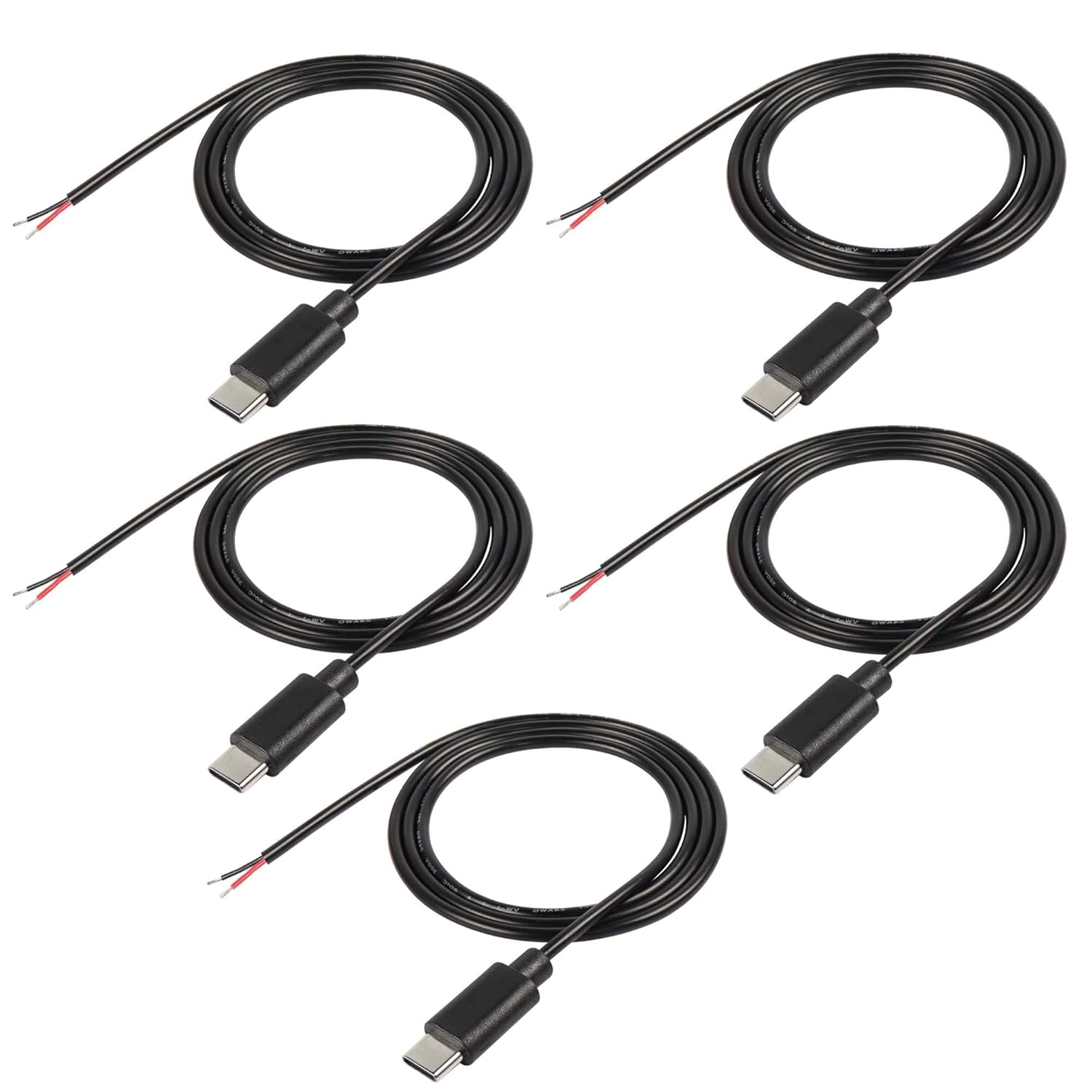 USB Type-C Pigtail Cable Extension Power Cable 22AWG 5V 3A USB-C Plug to 2 Pin B