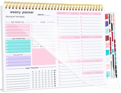 Thboxes Weekly Desk Planner, 8.5x11 In To Do List inches, Pink