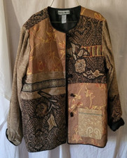 Indigo Moon Women's Rayon Polyester Cottons Patchwork Long Sleeve Jacket Size L