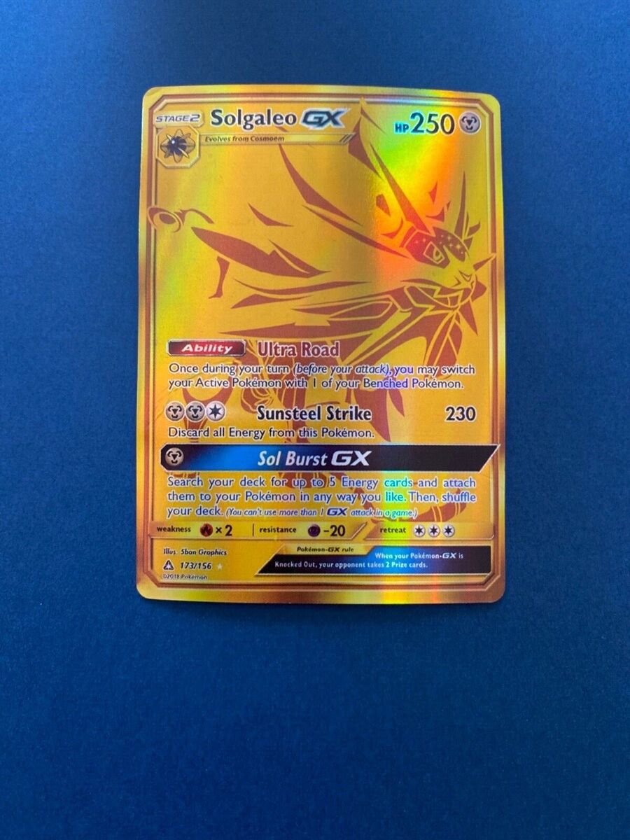 6 Cartas Pokemon Gx Gold: Solgaleo + Lunala + 4 Cartas Tapú