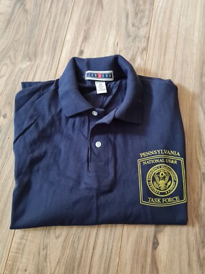 Vintage Men Polo T-Shirt PENNSYLVANIA NATIONAL USR TASK FORCE Navy Size XXL (O5