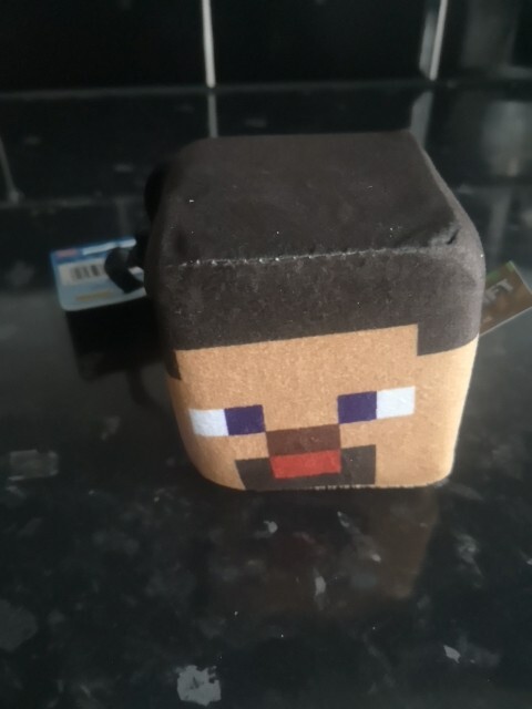Minecraft 8cm Clip-On Cube Steve, Soft Plush Toys With Tag