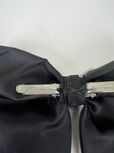 BLACK Clip On BOW TIE Wide Butterfly Pre-Tied ~ Ormond Vintage - Picture 11 of 12