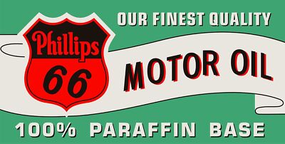 PHILLIPS 66 MOTOR OIL PARAFFIN 24'' HEAVY DUTY USA MADE METAL ADVERTISING SIGN