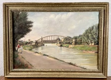 Antique Walter Westley RUSSELL Oil Painting English City Landscape Impressionist