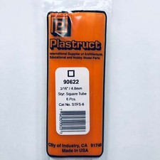 Plastruct Styrene Tubing Square 3/16 x 15in Long pkg 6 90622