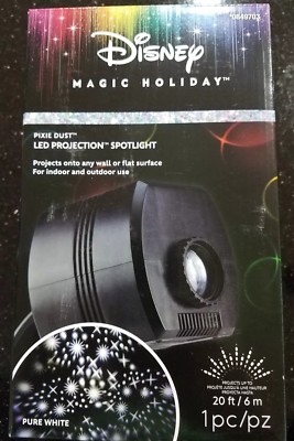 DISNEY MAGIC HOLIDAY PIXIE DUST LED PROJECTION SPOTLIGHT 0849703 PURE WHITE NIB