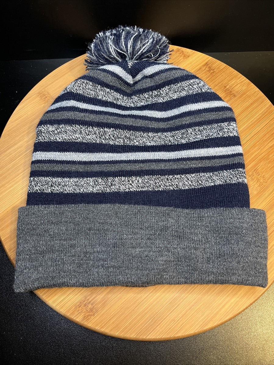2022 Beijing Winter Olympics NBC Cuffed Knit Beanie Hat Pom Gray